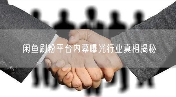 闲鱼刷粉平台内幕曝光行业真相揭秘