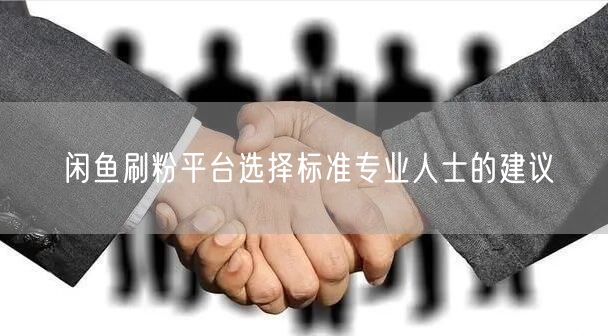 闲鱼刷粉平台选择标准专业人士的建议