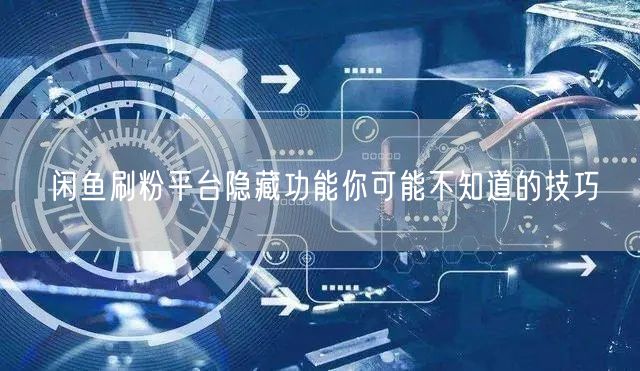 闲鱼刷粉平台隐藏功能你可能不知道的技巧