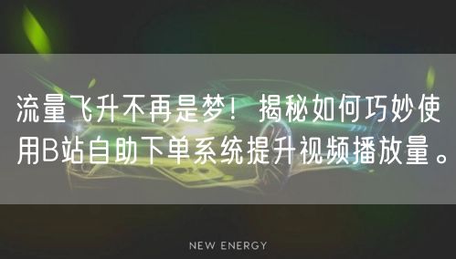 流量飞升不再是梦！揭秘如何巧妙使用B站自助下单系统提升视频播放量。