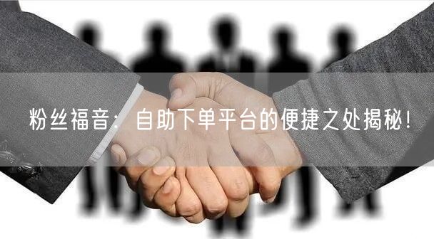 粉丝福音：自助下单平台的便捷之处揭秘！