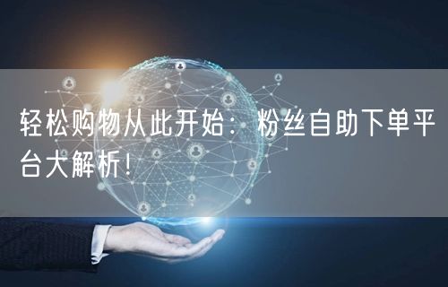 轻松购物从此开始：粉丝自助下单平台大解析！