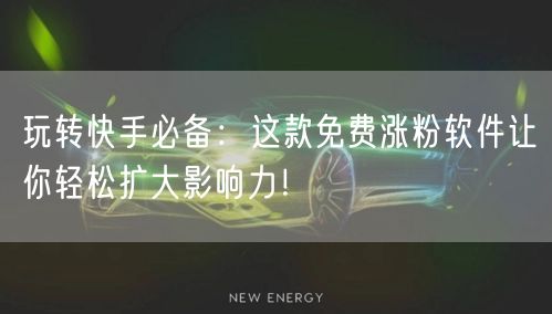 玩转快手必备：这款免费涨粉软件让你轻松扩大影响力！
