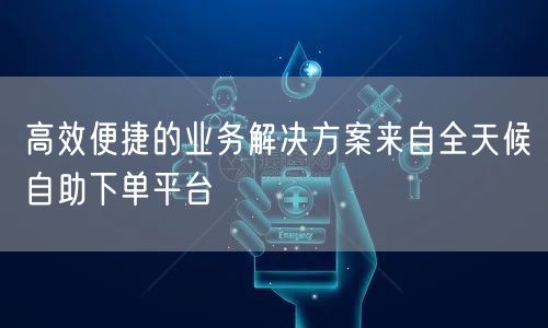 高效便捷的业务解决方案来自全天候自助下单平台