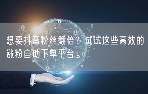 想要抖音粉丝翻倍？试试这些高效的涨粉自助下单平台。