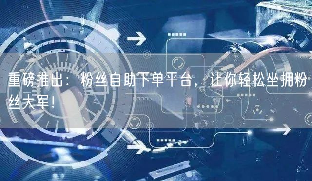 重磅推出：粉丝自助下单平台，让你轻松坐拥粉丝大军！
