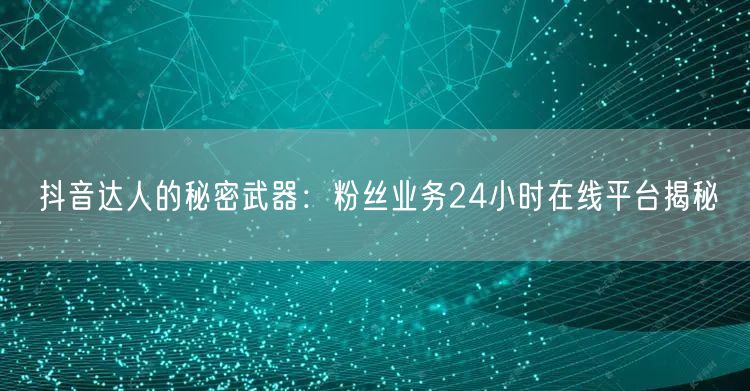 抖音达人的秘密武器：粉丝业务24小时在线平台揭秘