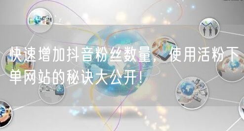 快速增加抖音粉丝数量，使用活粉下单网站的