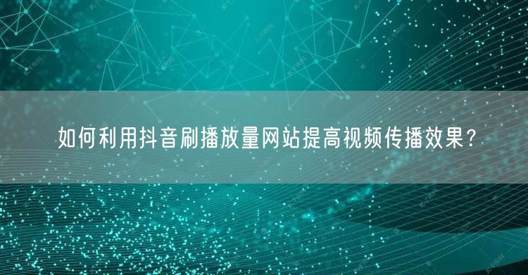 如何利用抖音刷播放量网站提高视频传播效果？