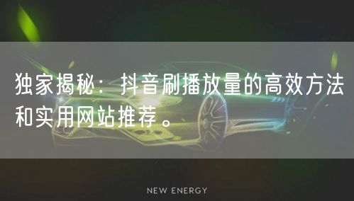 独家揭秘：抖音刷播放量的高效方法和实用网站推荐。