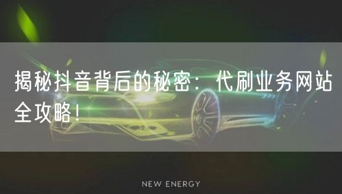 揭秘抖音背后的秘密：代刷业务网站全攻略！