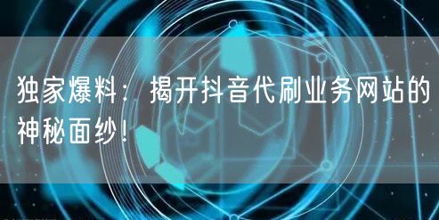 独家爆料：揭开抖音代刷业务网站的神秘面纱