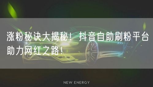 涨粉秘诀大揭秘！抖音自助刷粉平台助力网红之路！