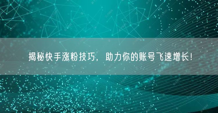 揭秘快手涨粉技巧，助力你的账号飞速增长！