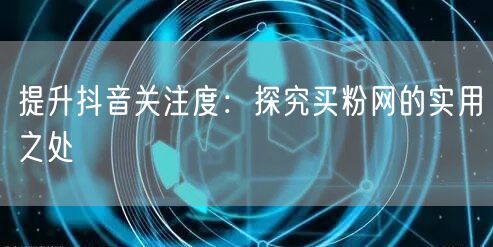 提升抖音关注度：探究买粉网的实用之处