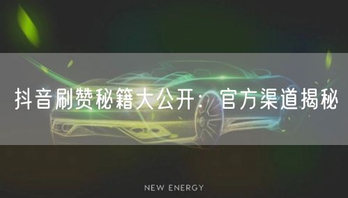抖音刷赞秘籍大公开：官方渠道揭秘