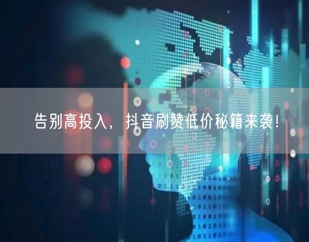 告别高投入，抖音刷赞低价秘籍来袭！