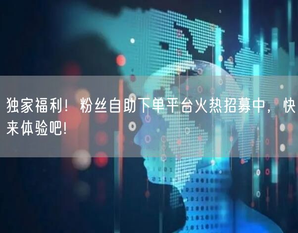 独家福利！粉丝自助下单平台火热招募中，快