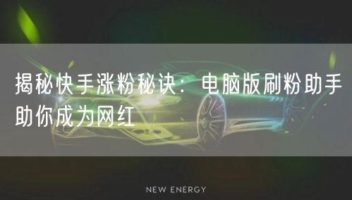 揭秘快手涨粉秘诀：电脑版刷粉助手助你成为网红