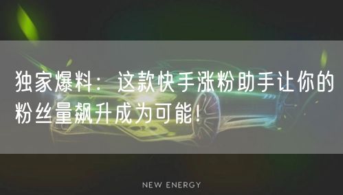 独家爆料：这款快手涨粉助手让你的粉丝量飙