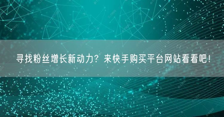 寻找粉丝增长新动力？来快手购买平台网站看看吧！