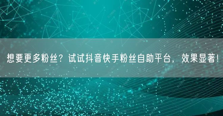 想要更多粉丝？试试抖音快手粉丝自助平台，效果显著！
