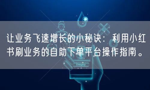 让业务飞速增长的小秘诀：利用小红书刷业务的自助下单平台操作指南。