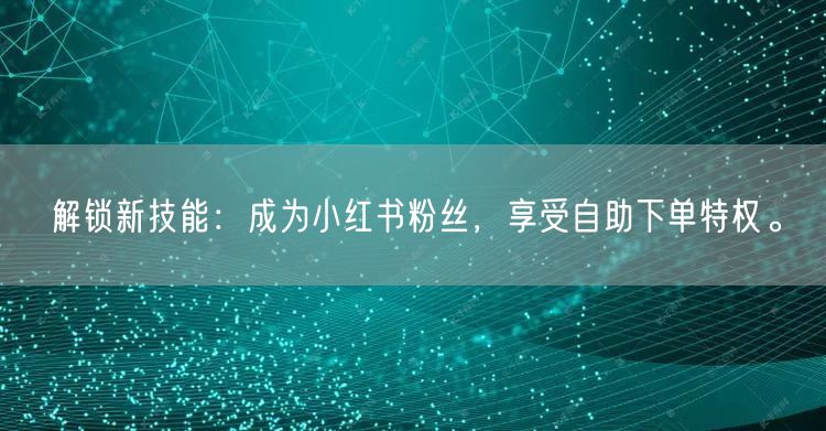 解锁新技能：成为小红书粉丝，享受自助下单特权。