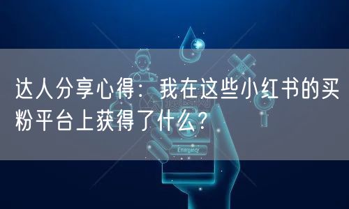 达人分享心得：我在这些小红书的买粉平台上