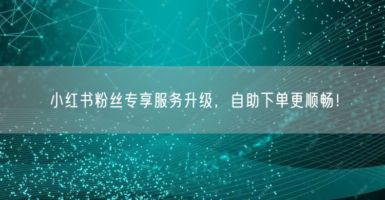 小红书粉丝专享服务升级，自助下单更顺畅！