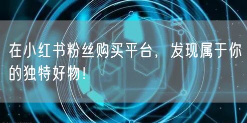 在小红书粉丝购买平台，发现属于你的独特好