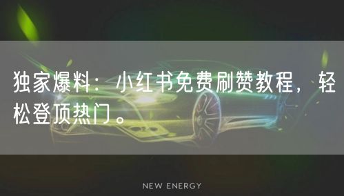 独家爆料：小红书免费刷赞教程，轻松登顶热门。