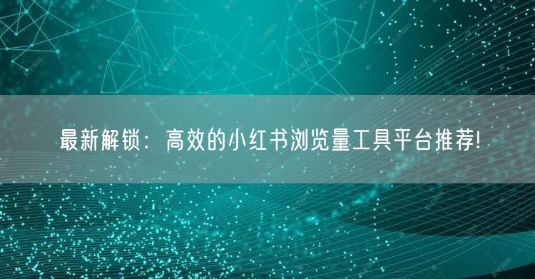 最新解锁：高效的小红书浏览量工具平台推荐!