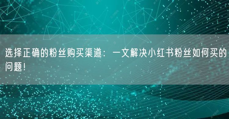 选择正确的粉丝购买渠道：一文解决小红书粉丝如何买的问题！
