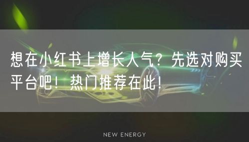 想在小红书上增长人气？先选对购买平台吧！热门推荐在此！