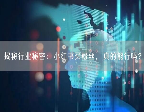 揭秘行业秘密：小红书买粉丝，真的能行吗？
