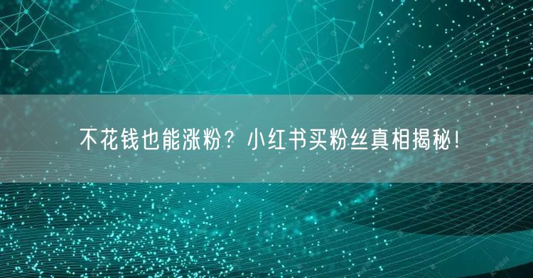 不花钱也能涨粉？小红书买粉丝真相揭秘！