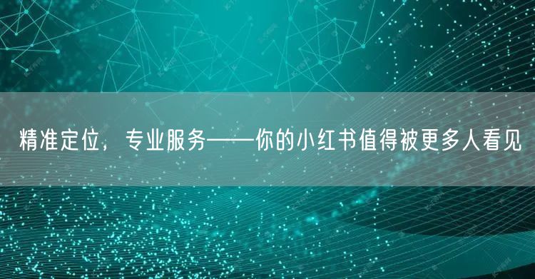 精准定位，专业服务——你的小红书值得被更多人看见