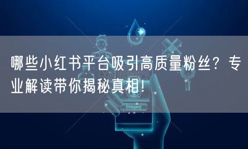 哪些小红书平台吸引高质量粉丝？专业解读带你揭秘真相！