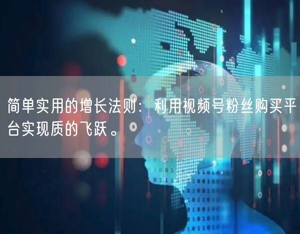 简单实用的增长法则：利用视频号粉丝购买平台实现质的飞跃。