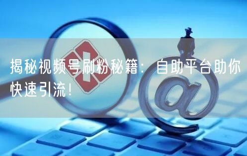 揭秘视频号刷粉秘籍：自助平台助你快速引流！