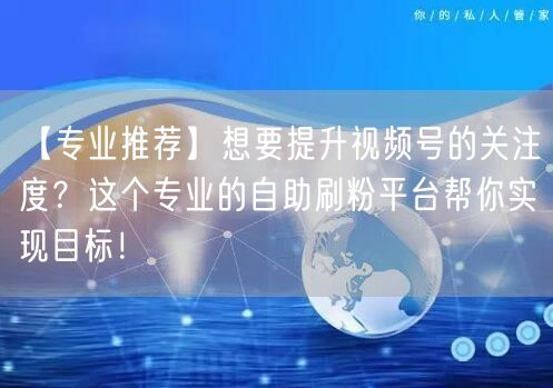 【专业推荐】想要提升视频号的关注度？这个专业的自助刷粉平台帮你实现目标！