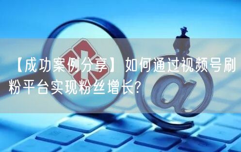 【成功案例分享】如何通过视频号刷粉平台实