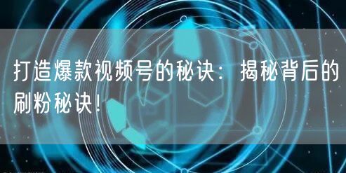 打造爆款视频号的秘诀：揭秘背后的刷粉秘诀