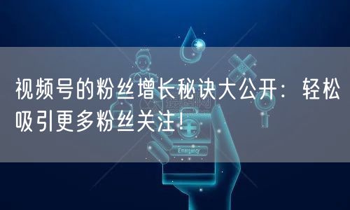 视频号的粉丝增长秘诀大公开：轻松吸引更多