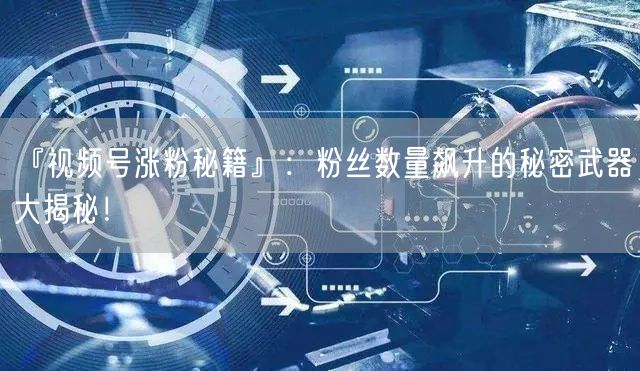 『视频号涨粉秘籍』：粉丝数量飙升的秘密武