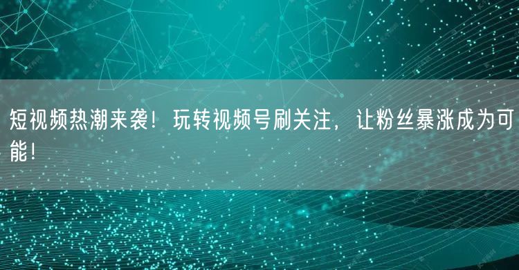 短视频热潮来袭！玩转视频号刷关注，让粉丝暴涨成为可能！