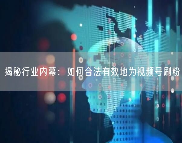揭秘行业内幕：如何合法有效地为视频号刷粉