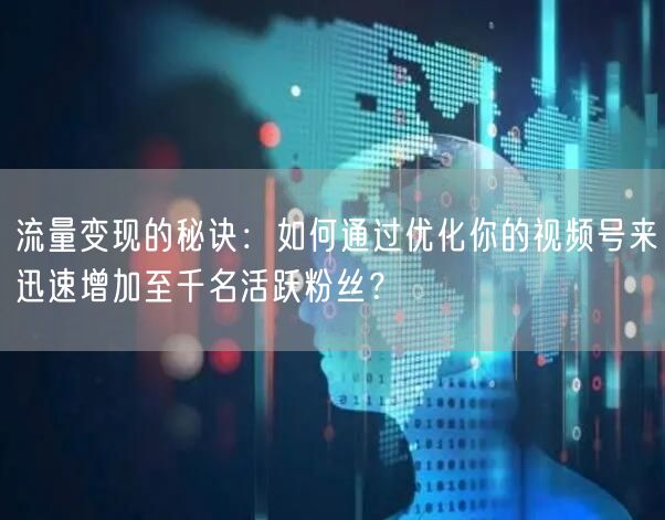 流量变现的秘诀：如何通过优化你的视频号来迅速增加至千名活跃粉丝？