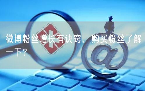 微博粉丝增长有诀窍，购买粉丝了解一下？